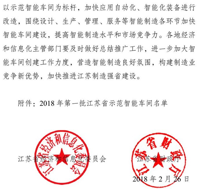 智能，智能車間，示范智能車間，江蘇省示范智能能車間