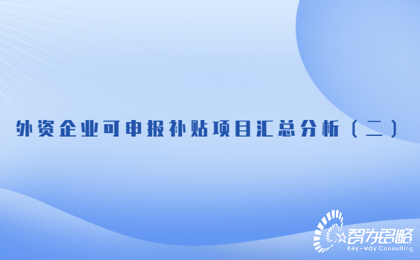 外資企業(yè)可申報補(bǔ)貼項目匯總分析（二）